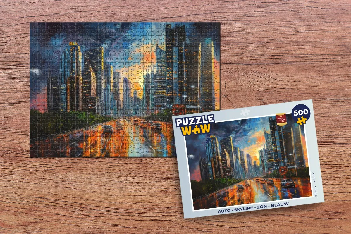 PuzzleWow Skyline Legpuzzel 500 Stuks - Blauw