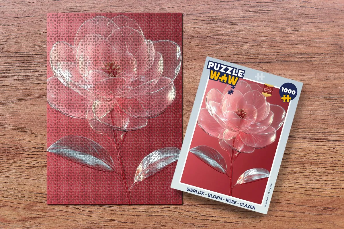 PuzzleWow Sierlijk Bloem Glazen Legpuzzel 1000 Stuks - Roze