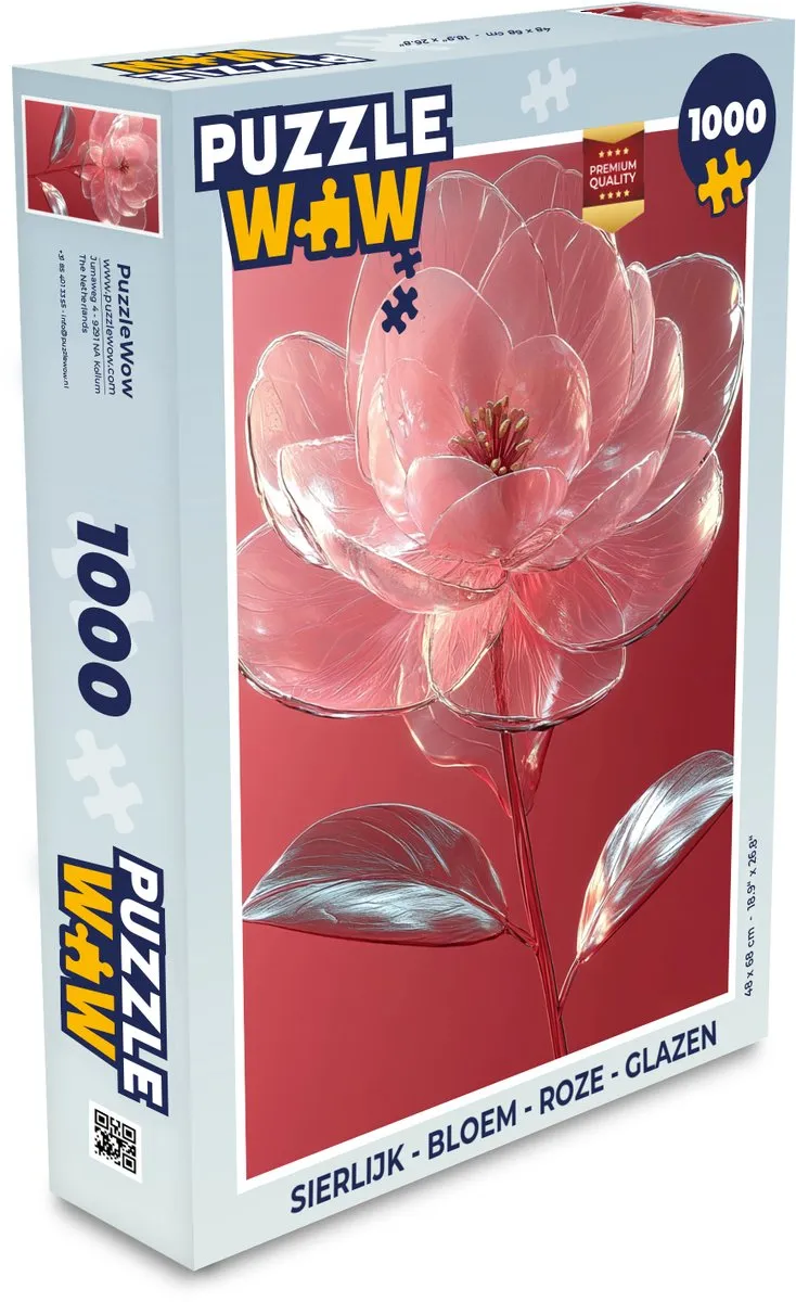PuzzleWow Sierlijk Bloem Glazen Legpuzzel 1000 Stuks - Roze