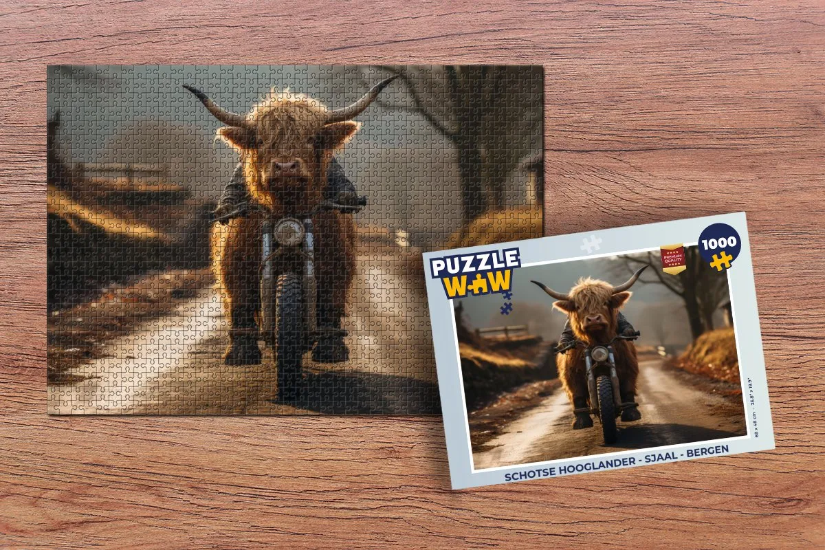 PuzzleWow Schotse Hooglander Sjaal Bergen Puzzel - 1000 Stuks
