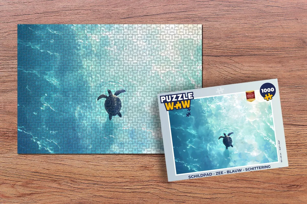 PuzzleWow Schildpad Zee Legpuzzel 1000 Stuks - Blauw