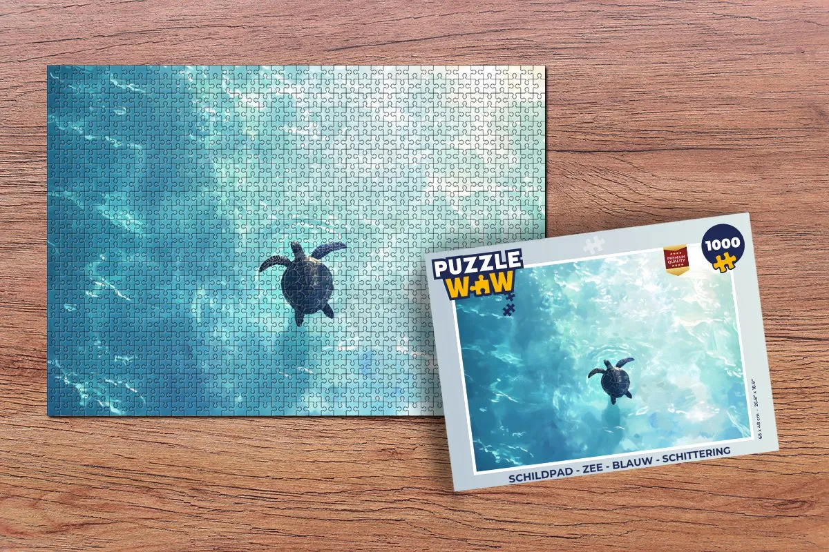 PuzzleWow Schildpad Zee Legpuzzel 1000 Stuks - Blauw