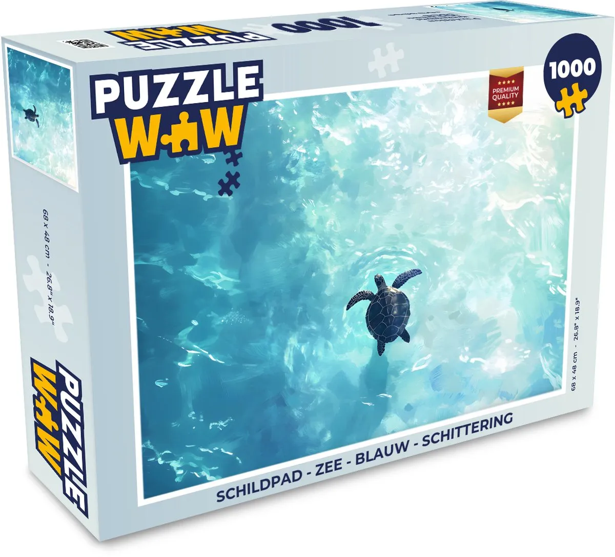 PuzzleWow Schildpad Zee Legpuzzel 1000 Stuks - Blauw