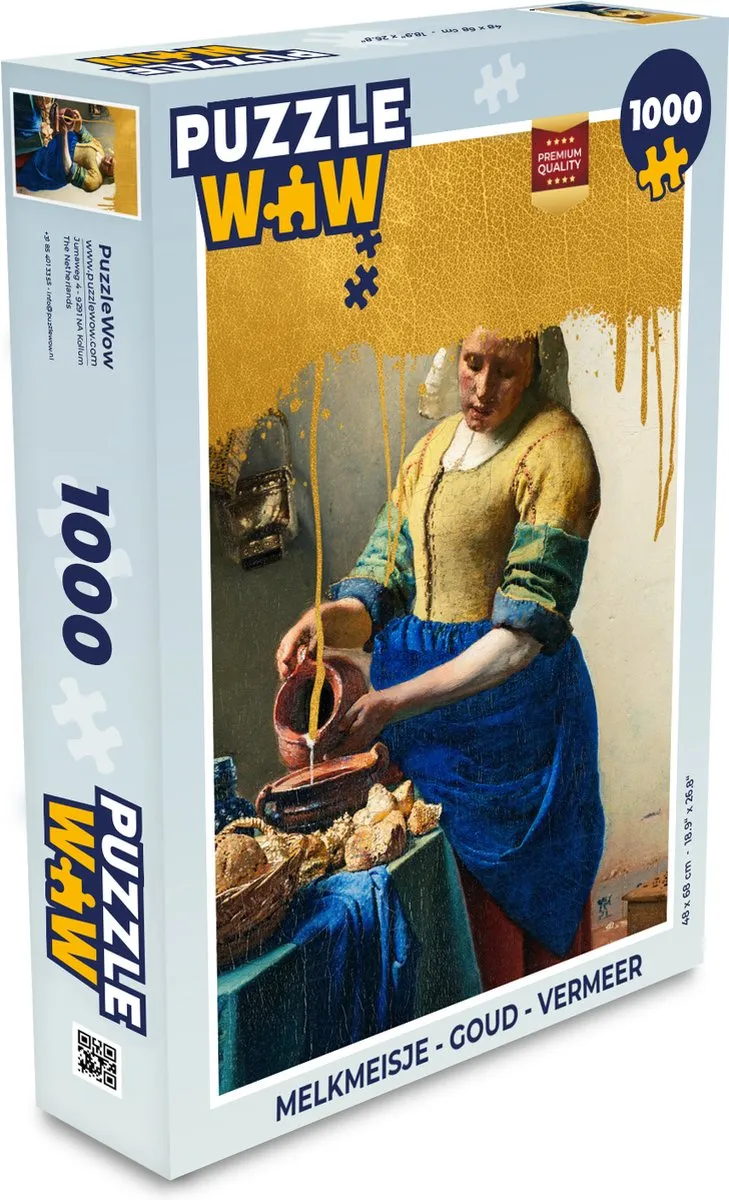 PuzzleWow Melkmeisje Vermeer Legpuzzel 1000 Stuks - Multicolor