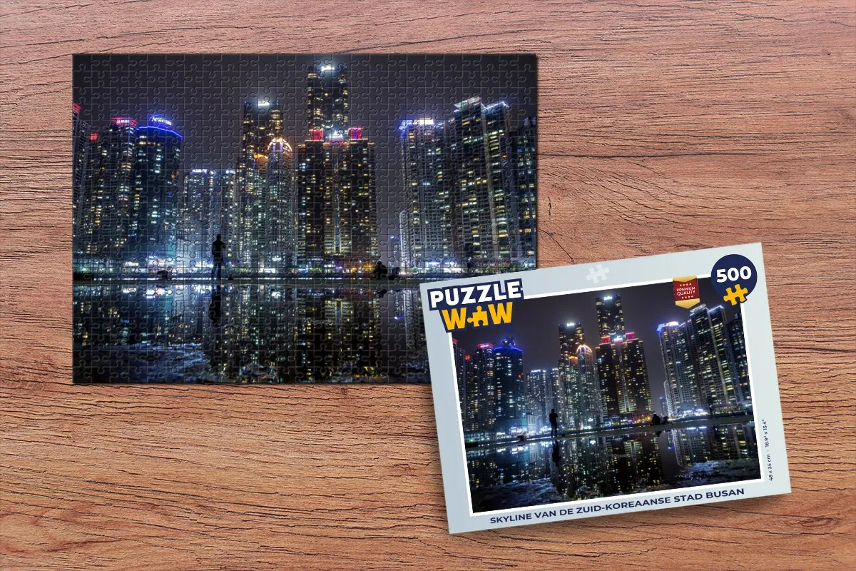 PuzzleWow Skyline Busan Legpuzzel 500 Stuks - Multicolor