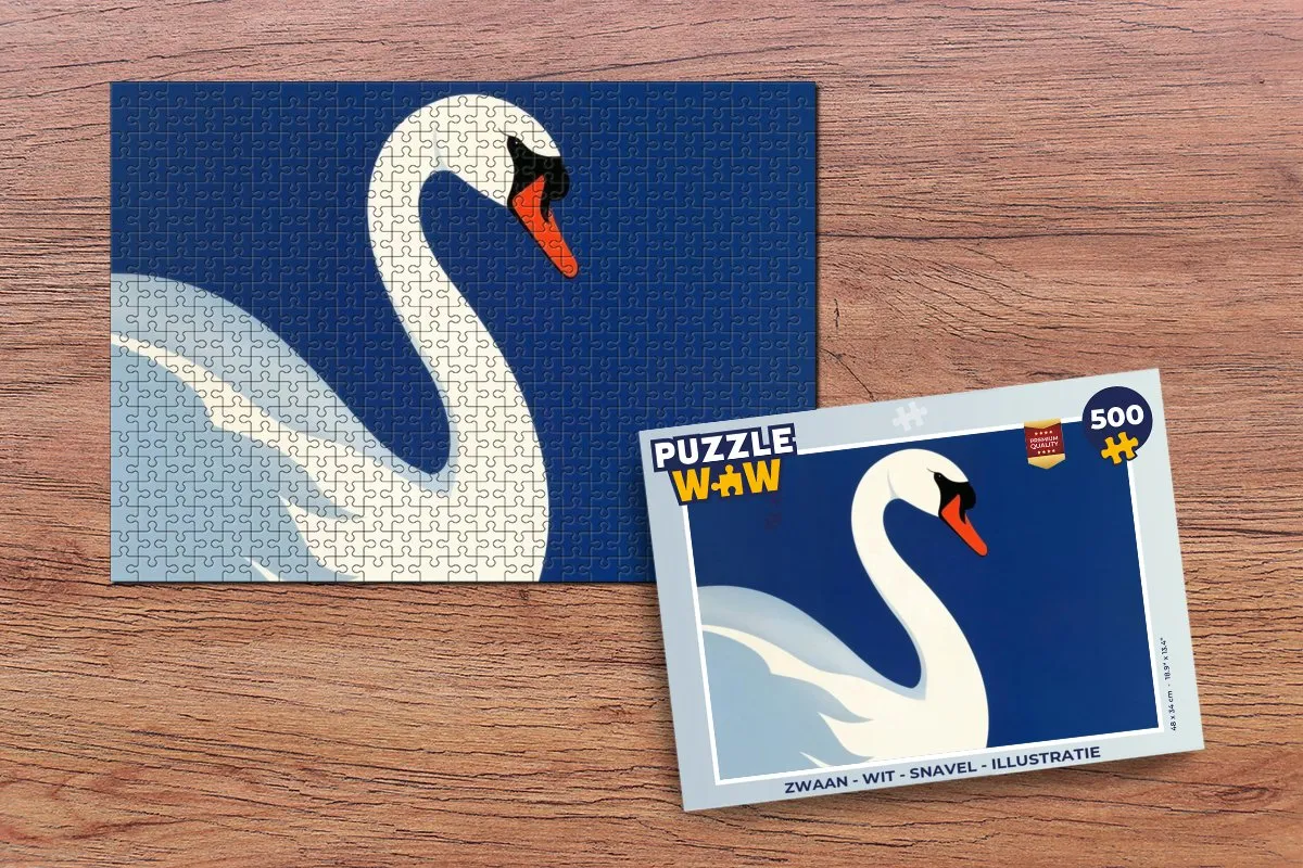 PuzzleWow Zwaan Legpuzzel 500 Stuks - Wit
