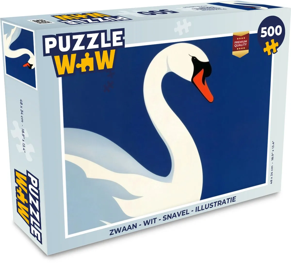 PuzzleWow Zwaan Legpuzzel 500 Stuks - Wit