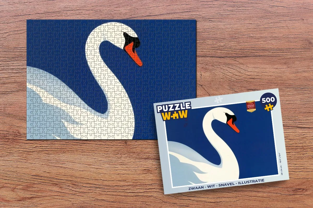 PuzzleWow Zwaan Legpuzzel 500 Stuks - Wit
