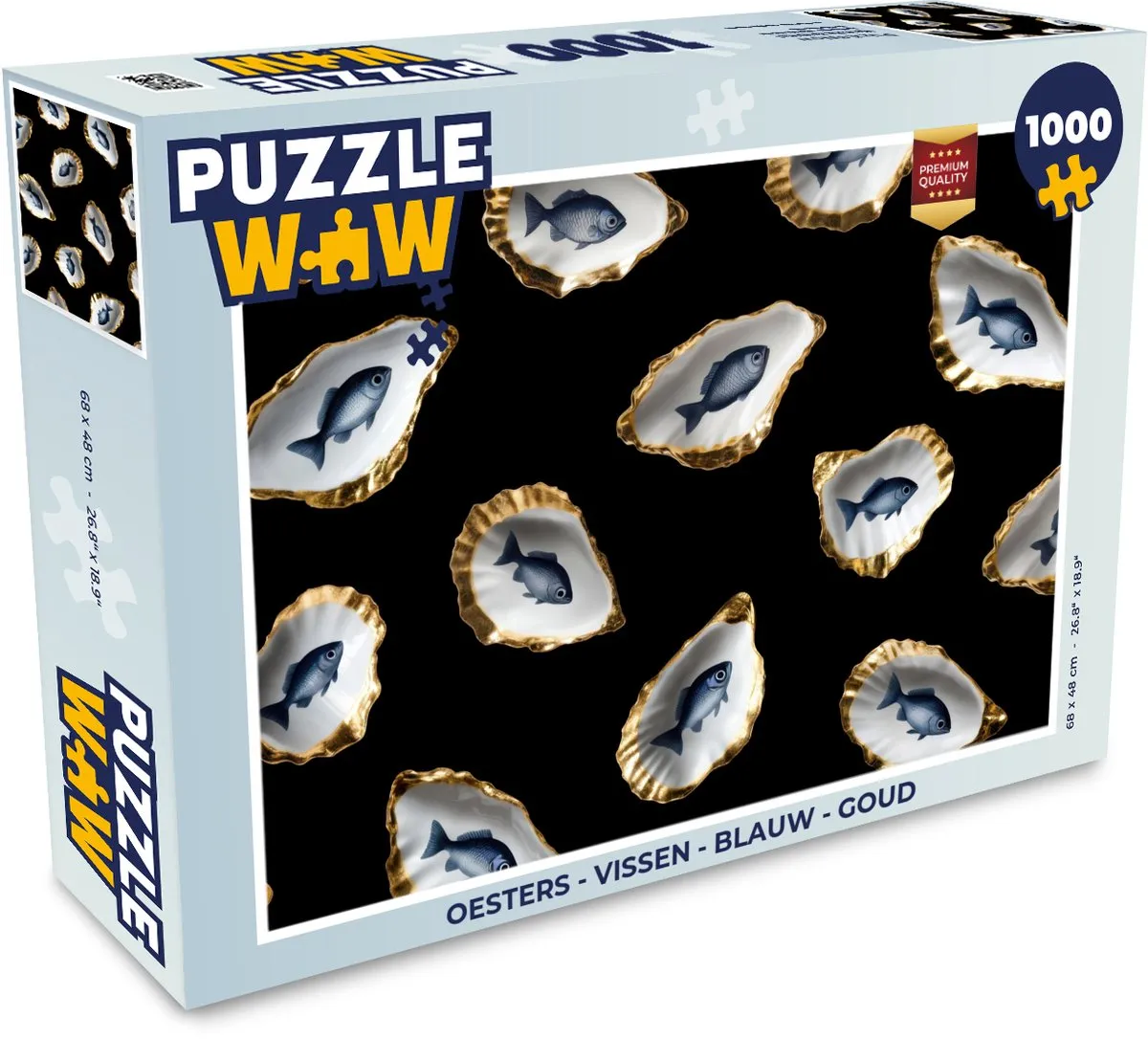 PuzzleWow Oesters Legpuzzel 1000 Stuks - Blauw/Goud
