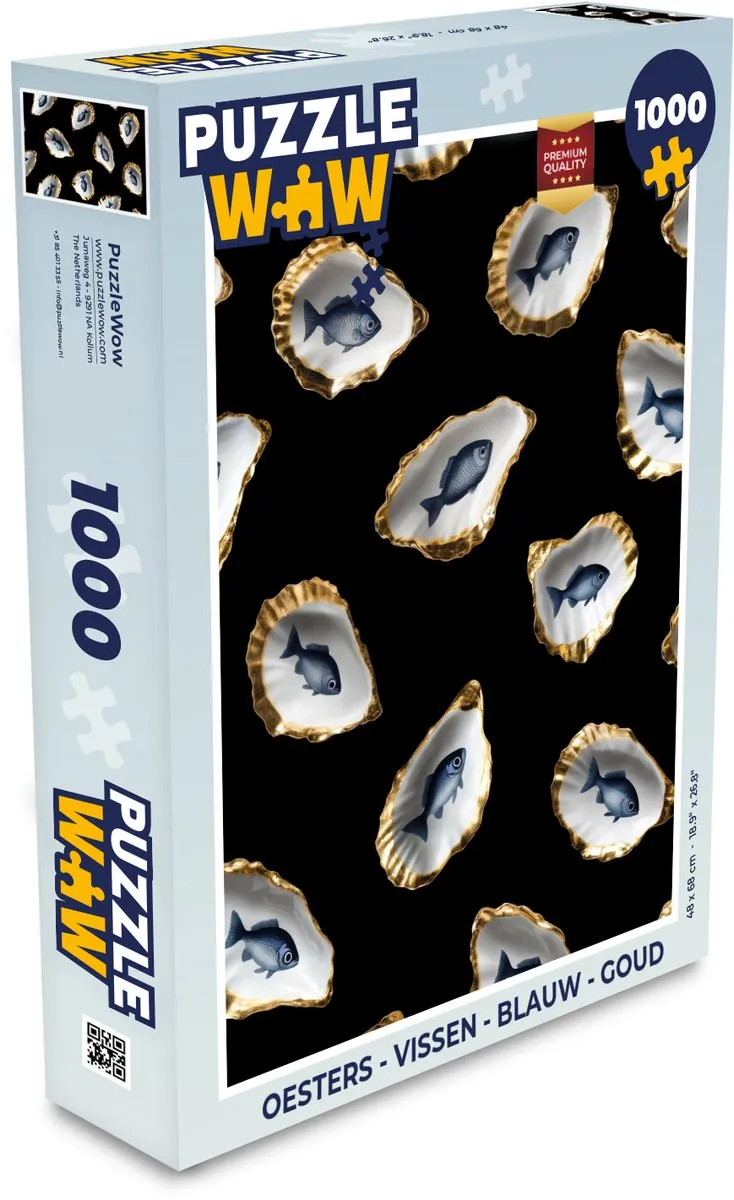 PuzzleWow Oesters Legpuzzel 1000 Stuks - Blauw/Goud