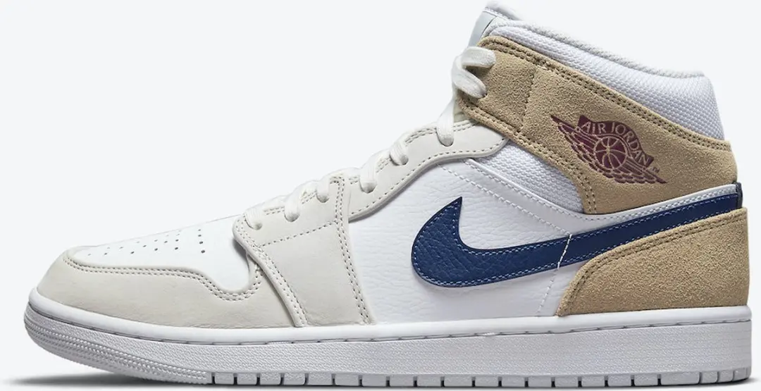 Nike Air Jordan 1 Mid MEM2, White/Blue Void-Team Red-Khaki, DO6726 100, EUR 41