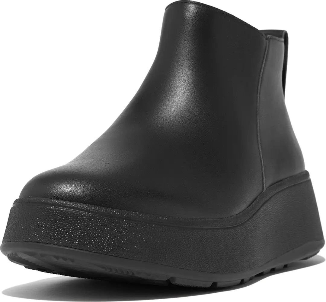 FitFlop F-Mode Leren Enkellaarzen Met Rits ZWART