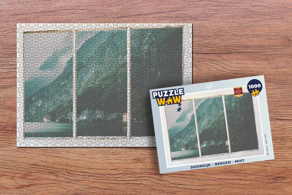 PuzzleWow Doorkijk Berg Mist Legpuzzel 1000 Stuks - Multicolor