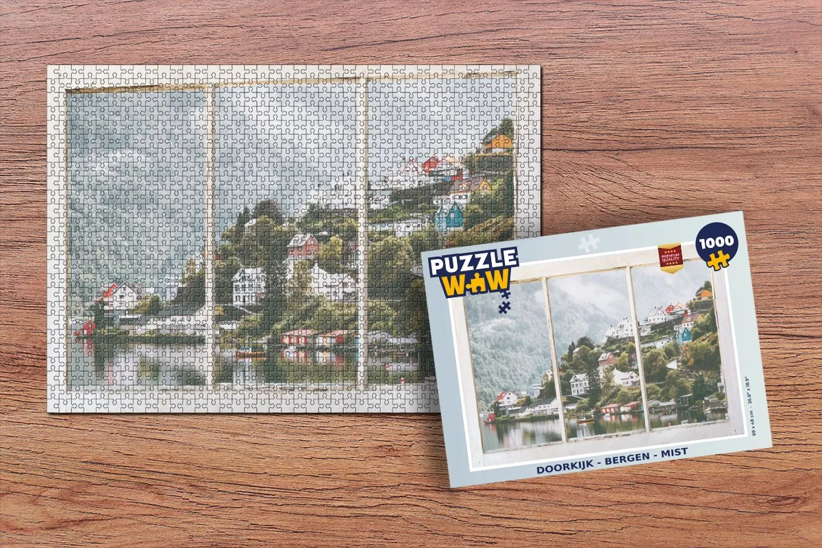 PuzzleWow Doorkijk Berg Mist Legpuzzel 1000 Stuks - Multicolor
