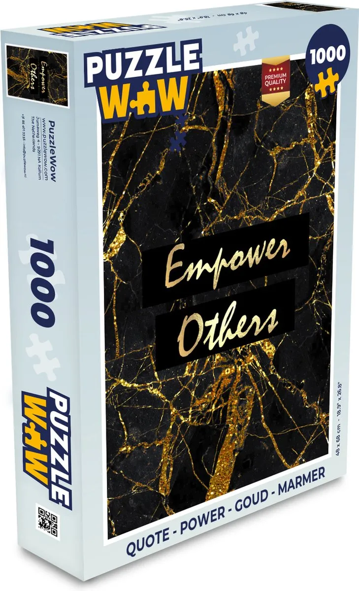 PuzzleWow Quote Power Legpuzzel 1000 Stuks - Marmerprint - Multicolor