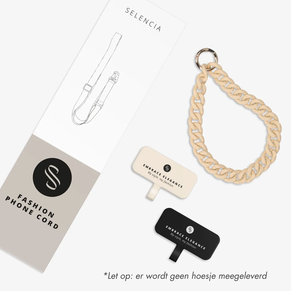 Selencia Universeel Polsbandje Telefoonkoord Beige