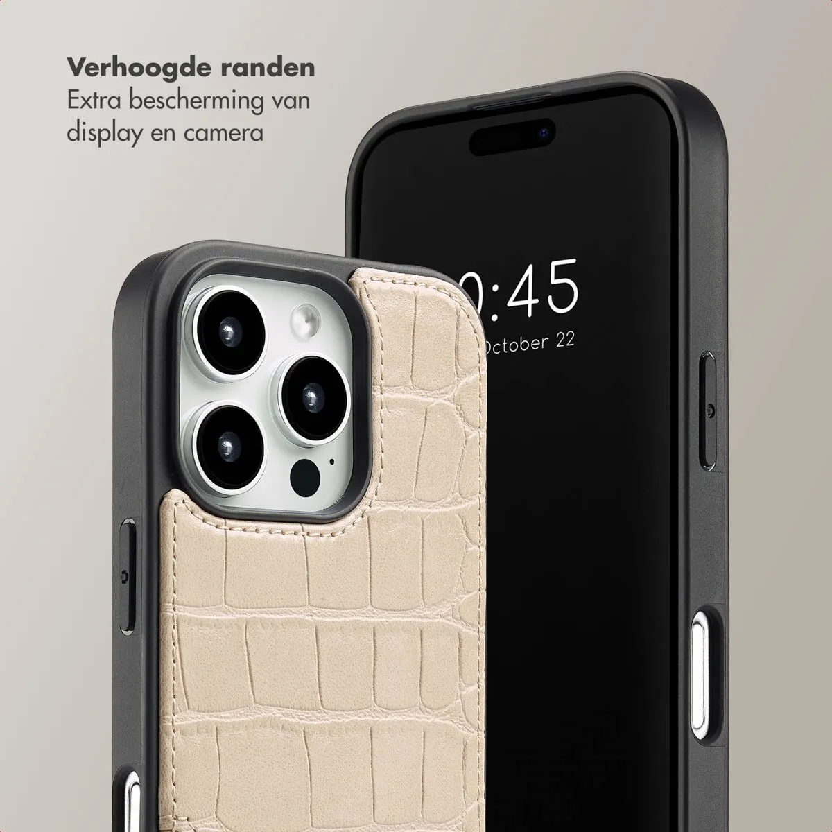 Selencia Croco Hoesje iPhone 16 Pro - Beige