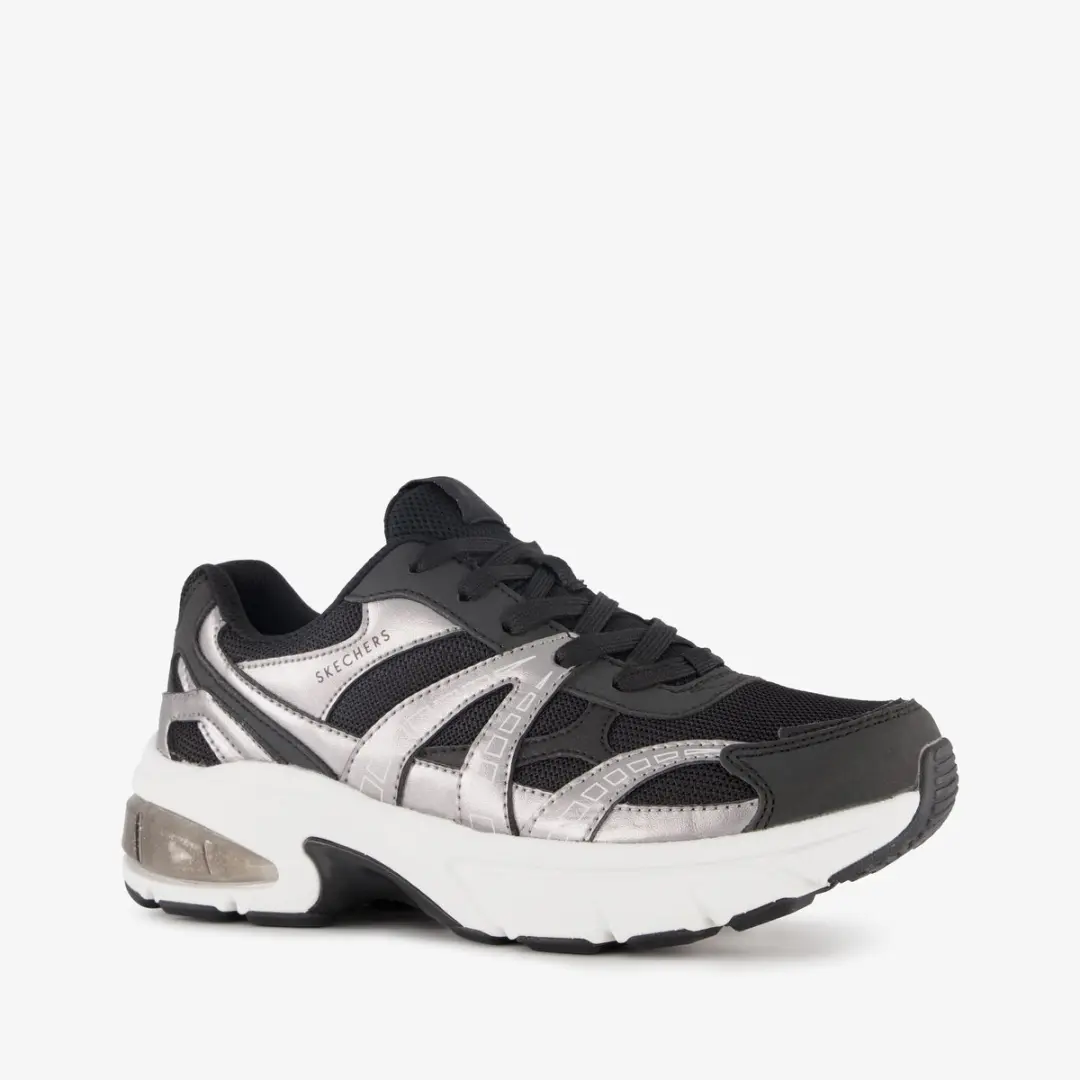 Skechers Shadow Stellar 90 dames sneakers zwart zilver