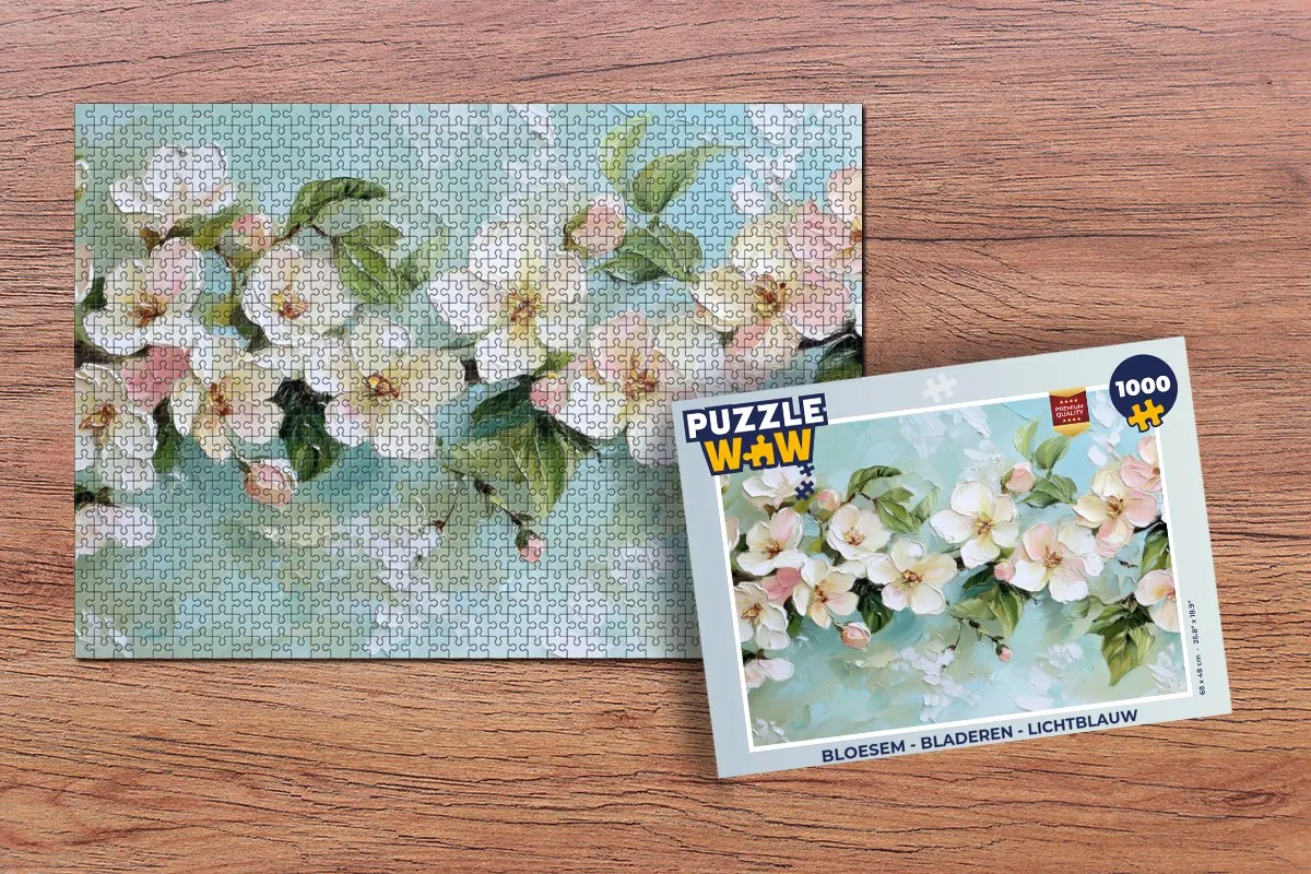 PuzzleWow Bloesem Legpuzzel 1000 Stuks - Lichtblauw