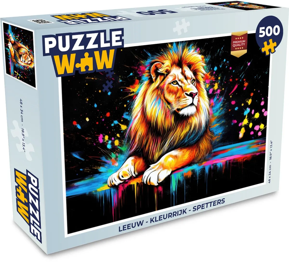 PuzzleWow Leeuw Kleurrijk Spetters Legpuzzel 500 Stukjes