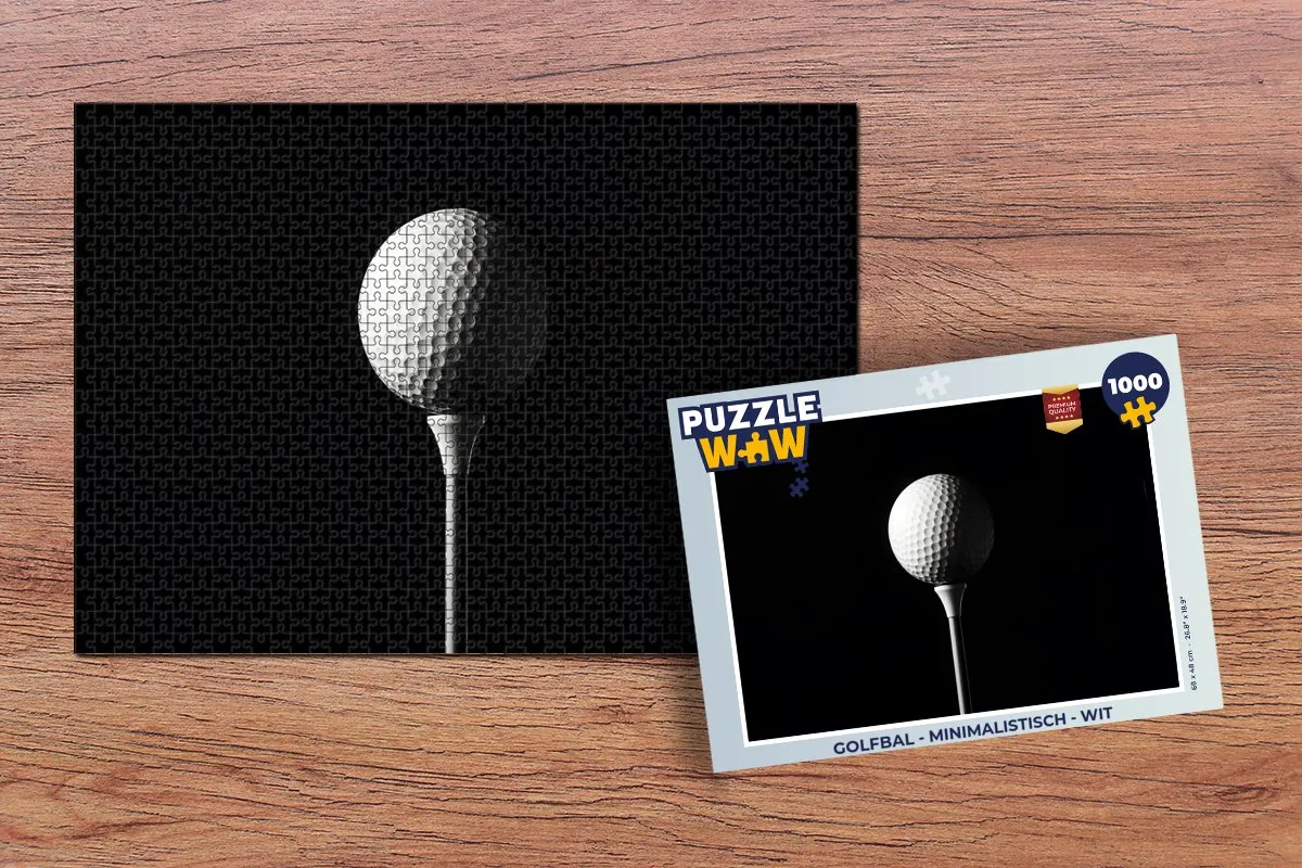 PuzzleWow Golfbal Minimalistisch Puzzel 1000 Stuks - Wit