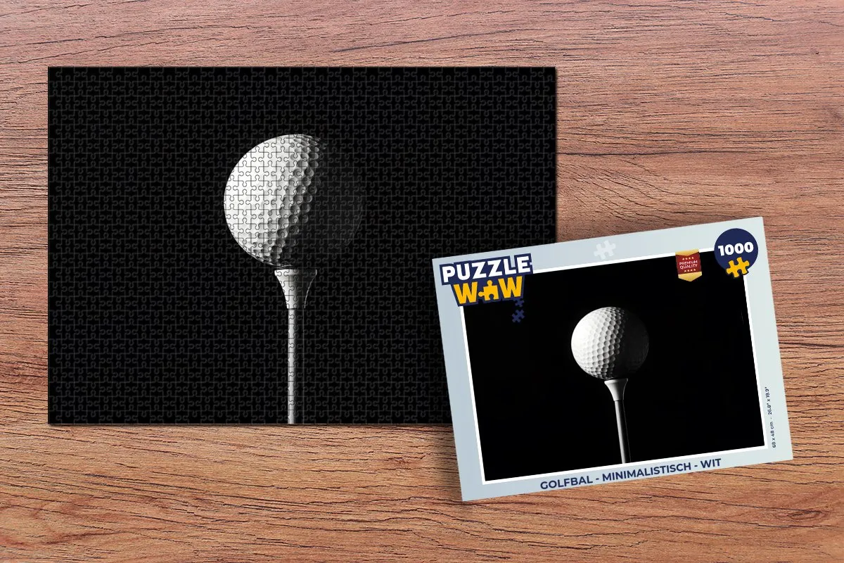 PuzzleWow Golfbal Minimalistisch Puzzel 1000 Stuks - Wit