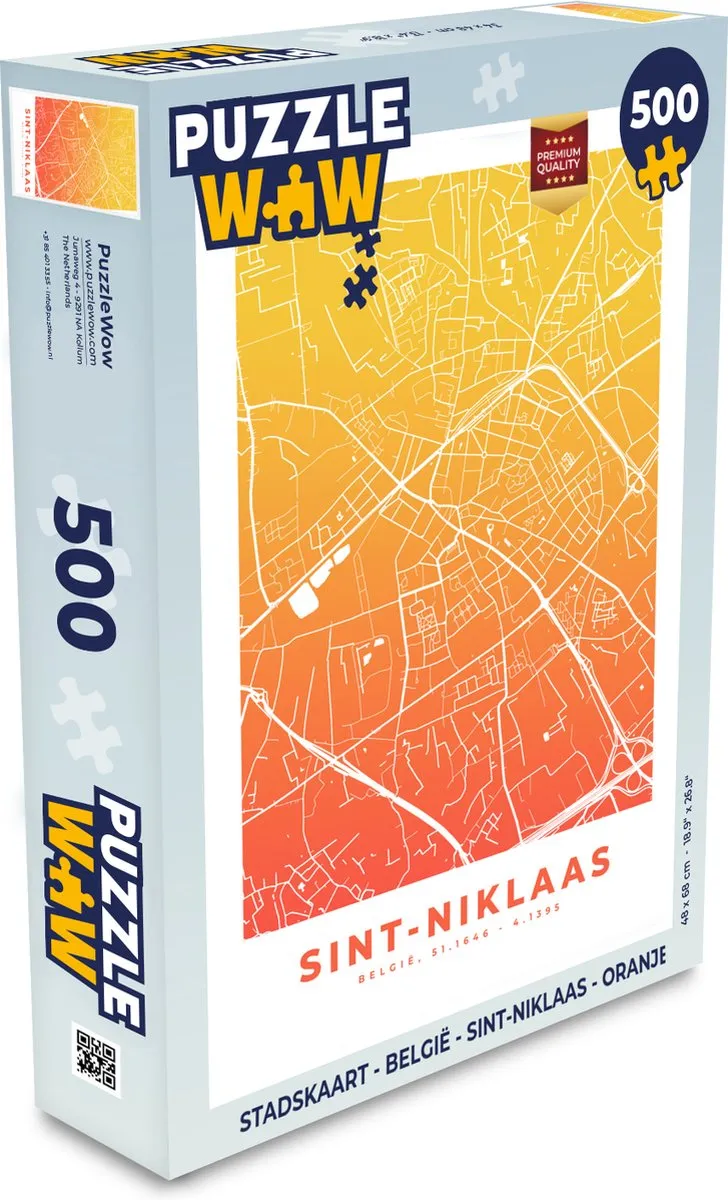 PuzzleWow Stadskaart België Sint-Niklaas Legpuzzel 500 Stuks - Multicolor