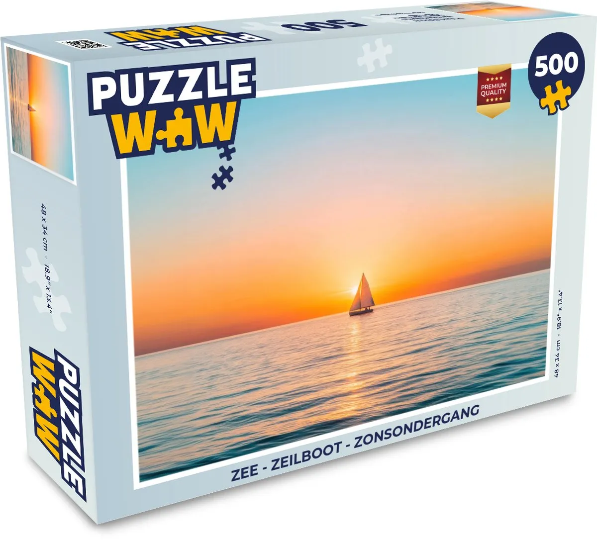 PuzzleWow Zee Zeilboot Legpuzzel 500 Stuks - Zonsondergang