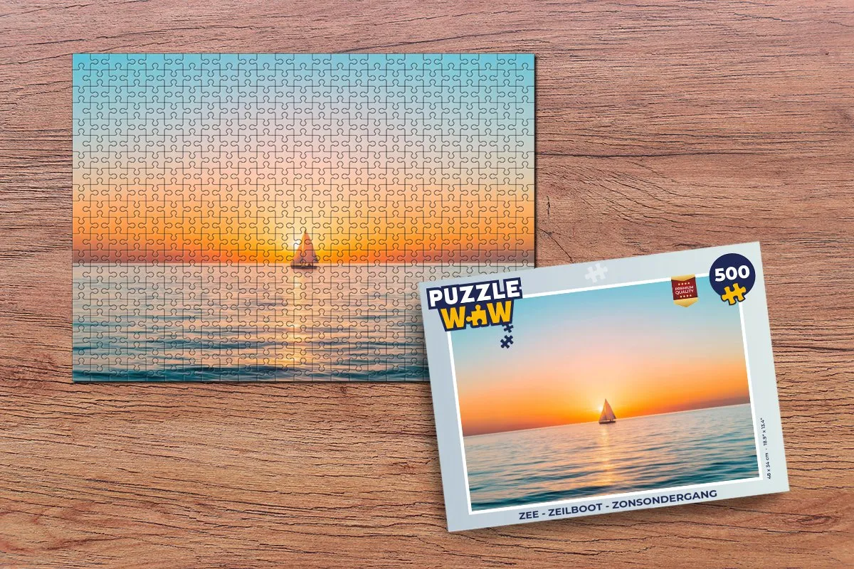 PuzzleWow Zee Zeilboot Legpuzzel 500 Stuks - Zonsondergang