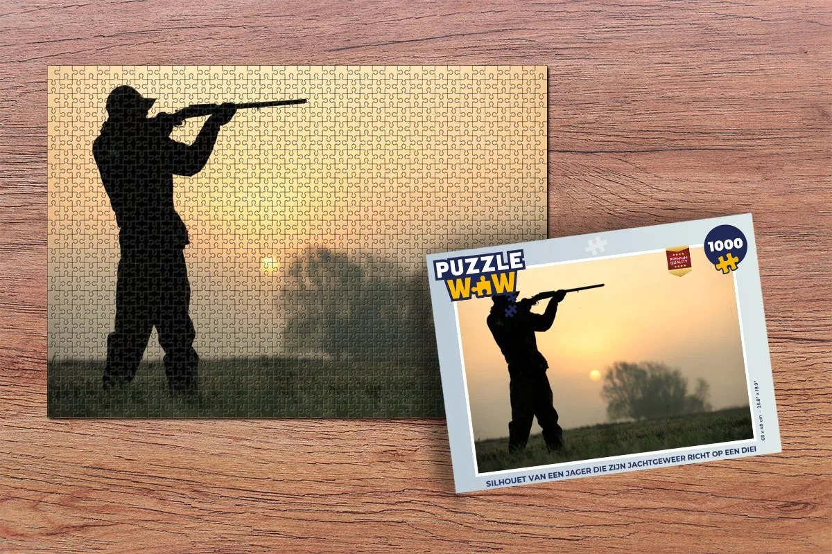 PuzzleWow Legpuzzel Silhouet Jager 1000 Stuks - Multicolor