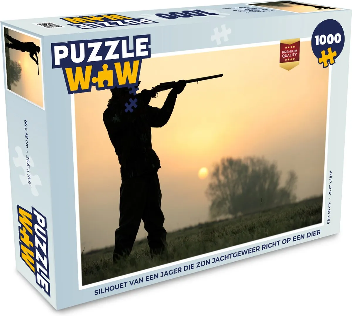 PuzzleWow Legpuzzel Silhouet Jager 1000 Stuks - Multicolor