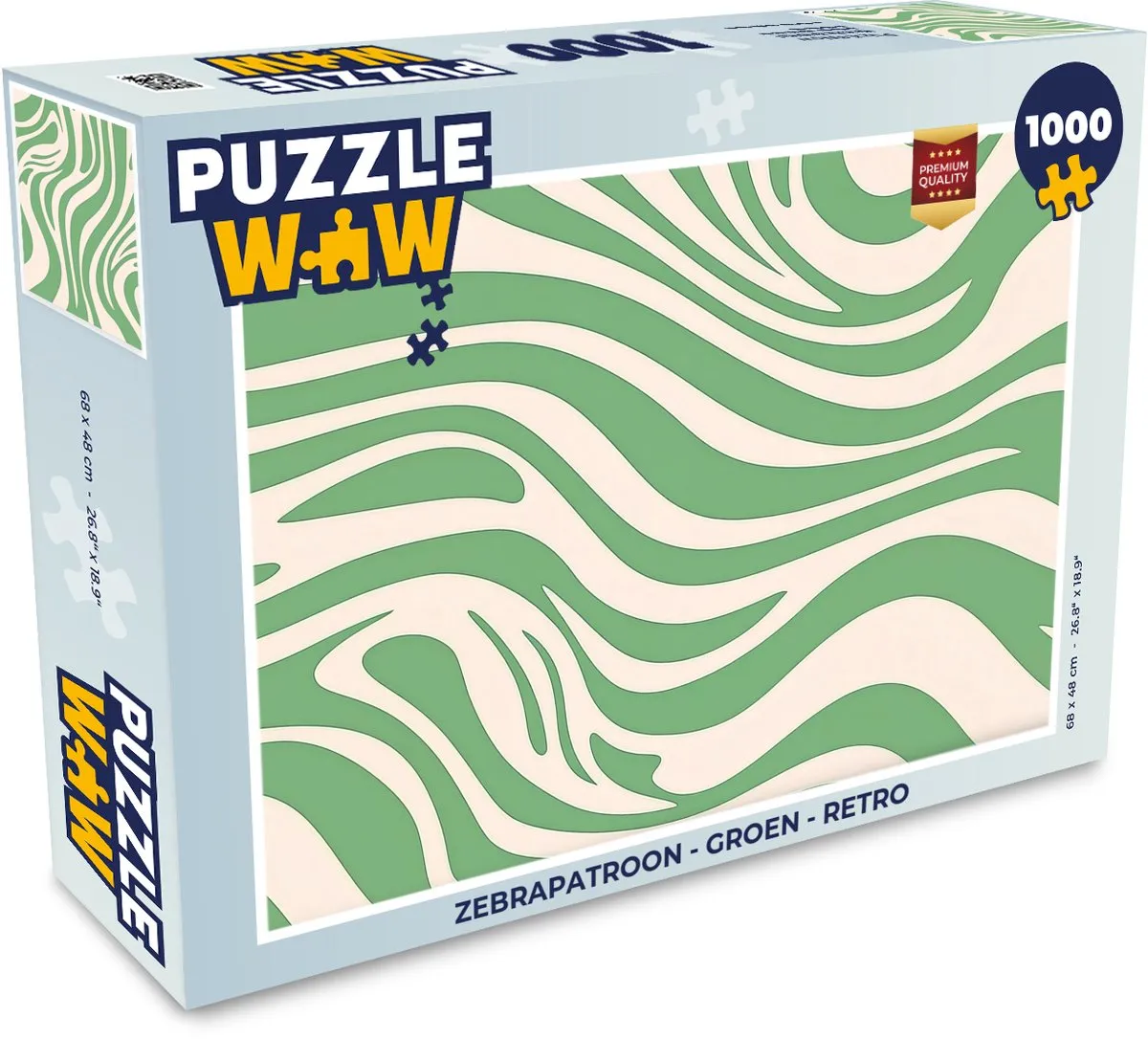 PuzzleWow Zebrapatroon Legpuzzel 1000 Stuks - Groen