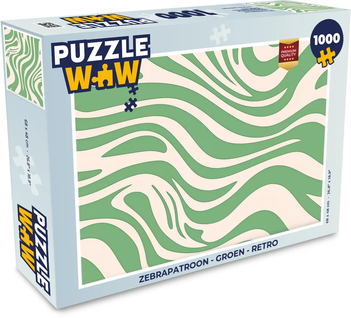 PuzzleWow Zebrapatroon Legpuzzel 1000 Stuks - Groen