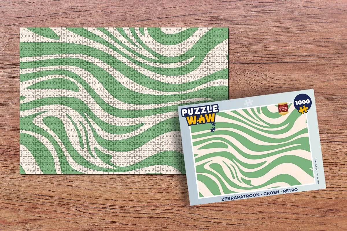 PuzzleWow Zebrapatroon Legpuzzel 1000 Stuks - Groen