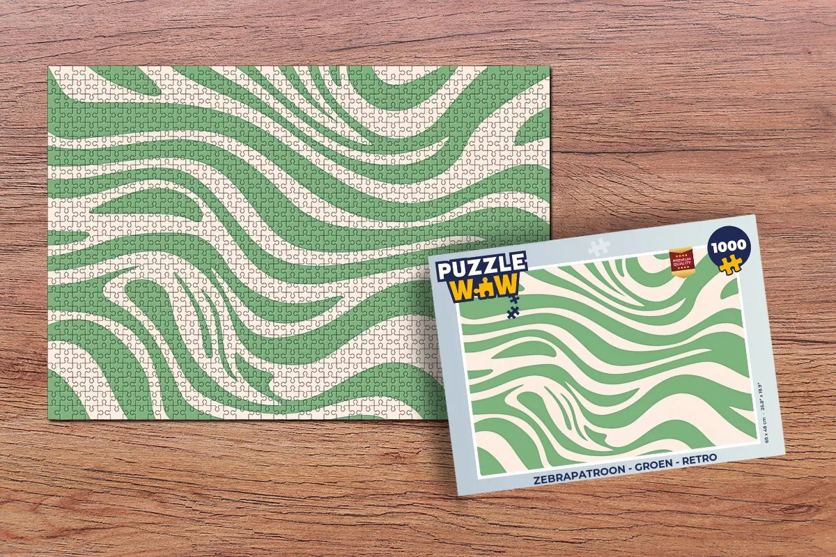PuzzleWow Zebrapatroon Legpuzzel 1000 Stuks - Groen