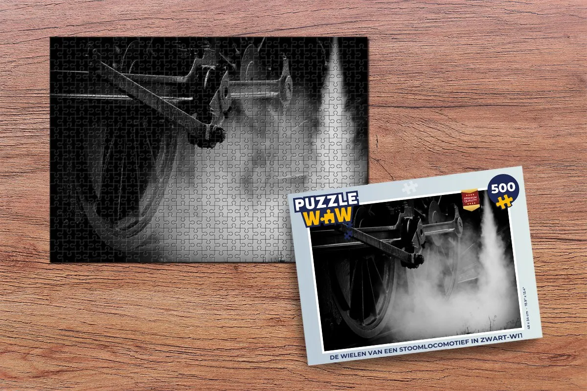 PuzzleWow Legpuzzel De wielen van een stoomlocomotief 500 Stuks - Multicolor