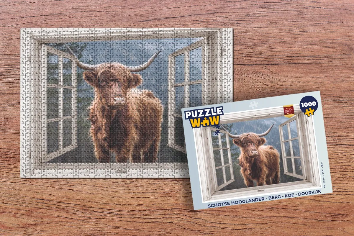 PuzzleWow Schotse Hooglander Legpuzzel 1000 Stuks - Multicolor