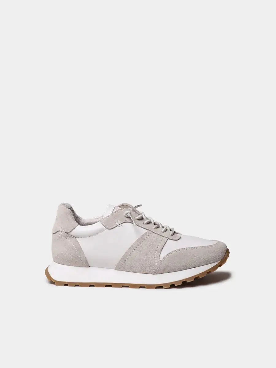 Metallic leren en suède sneakers voor dames