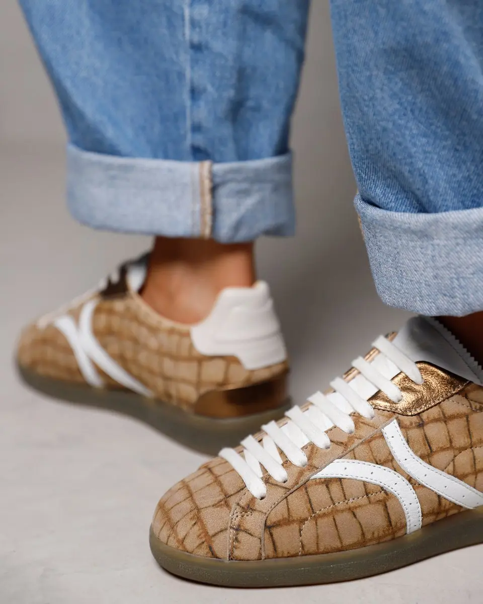 VIA VAI Nilla Khloe Sneakers - Leer Cognac/Croco - afbeelding 6 van 6