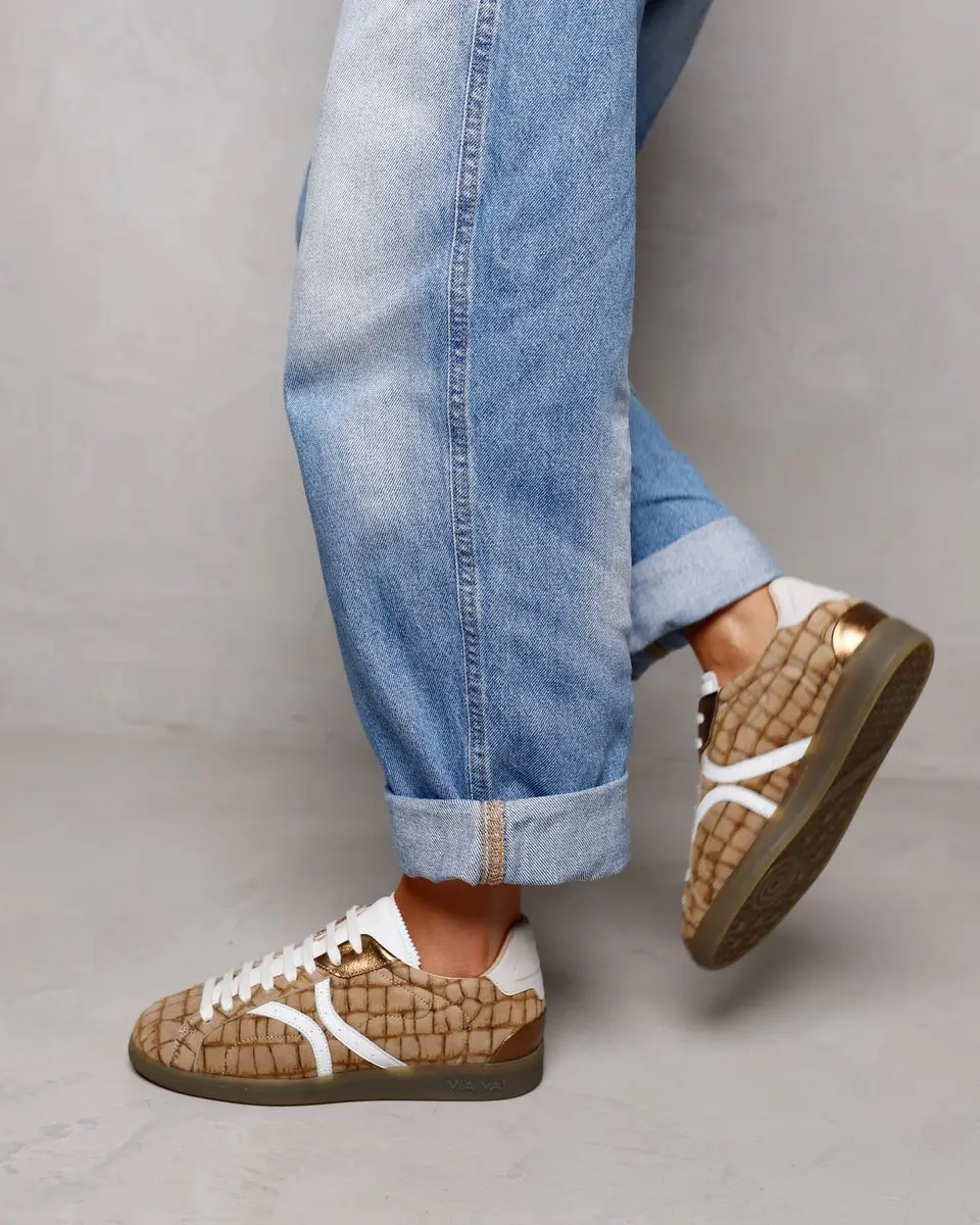 VIA VAI Nilla Khloe Sneakers - Leer Cognac/Croco - afbeelding 5 van 6