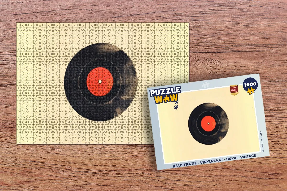 PuzzleWow Puzzel 1000 Stuks - Vinylplaat Illustratie - Beige