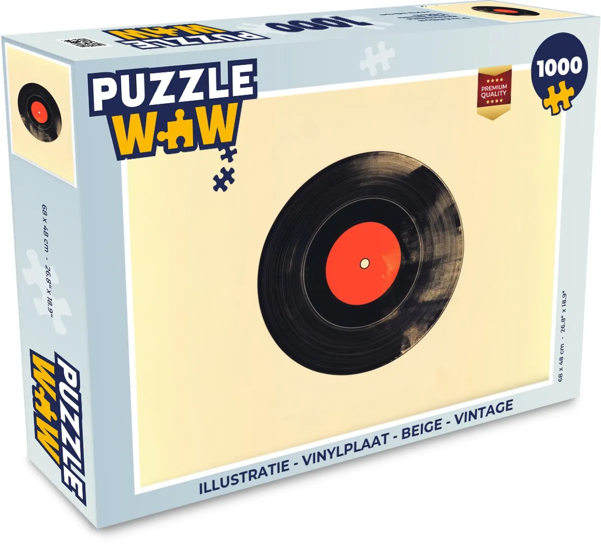 PuzzleWow Puzzel 1000 Stuks - Vinylplaat Illustratie - Beige