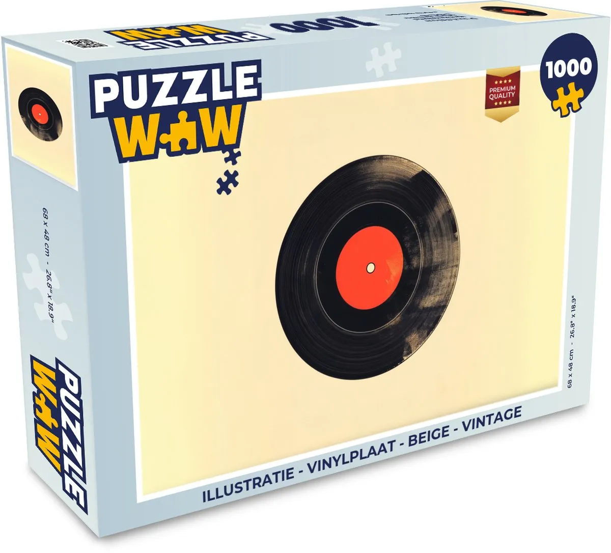 PuzzleWow Puzzel 1000 Stuks - Vinylplaat Illustratie - Beige