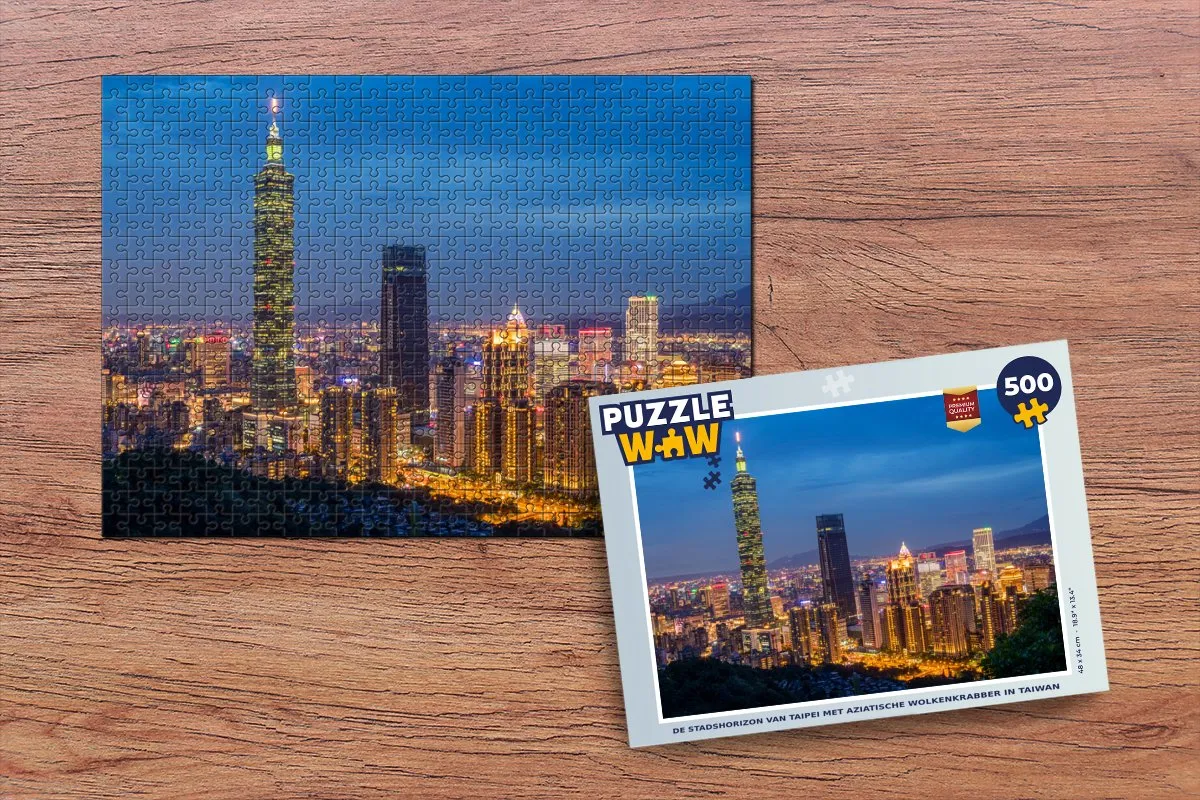 PuzzleWow Taipei Wolkenkrabber Legpuzzel 500 Stuks - Multicolor