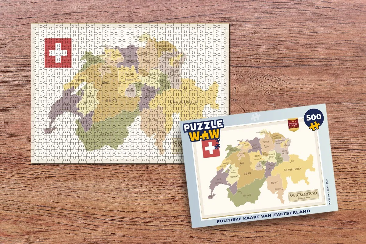 PuzzleWow Zwitserland Legpuzzel 500 Stuks - Multicolor