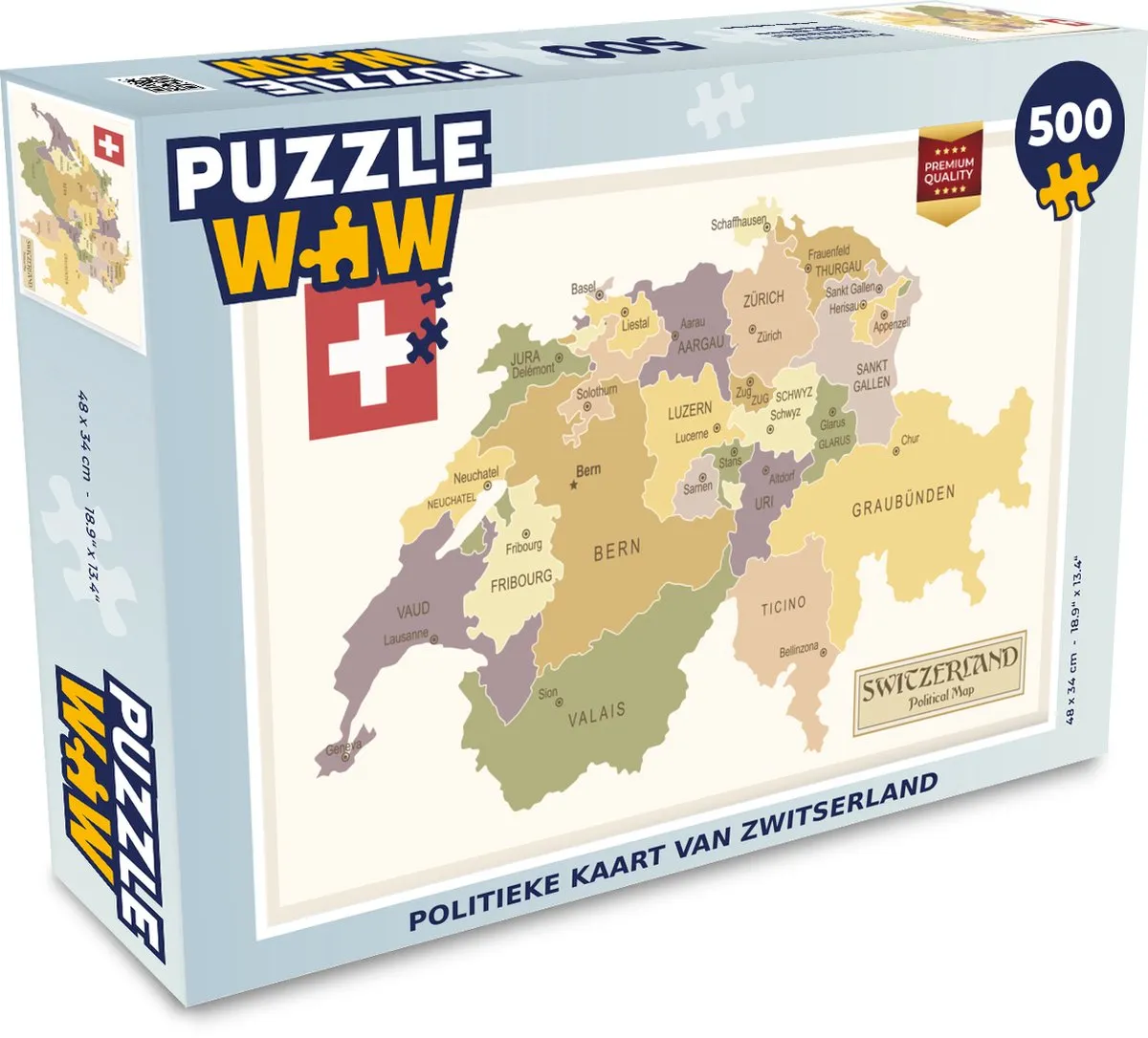 PuzzleWow Zwitserland Legpuzzel 500 Stuks