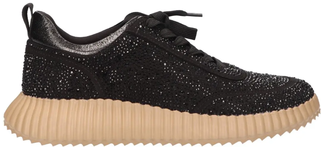 La Strada Sneaker Met Steentjes Zwart Textiel