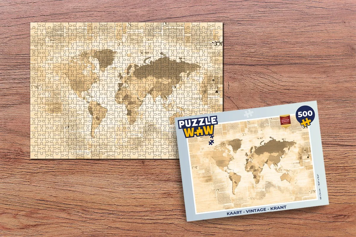 PuzzleWow Vintage Krant Legpuzzel 500 Stuks - Multicolor