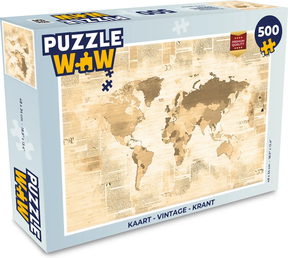 PuzzleWow Vintage Krant Legpuzzel 500 Stuks - Multicolor