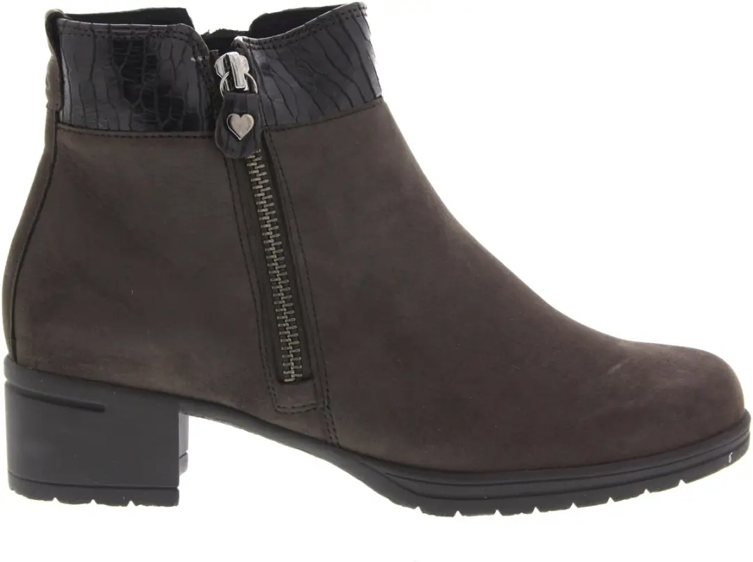 Dames Enkellaars Hartjes Hip Boot Stone Antraciet